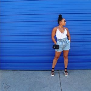 Paper bag Waisted Denim Shorts